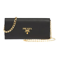 PRADA Saffiano Leather Shoulder Bag Women's Black