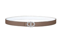 HERMES Swift And Epsom Calfskin Leather Belts Women's Brown/Gray Width: 2.4cm