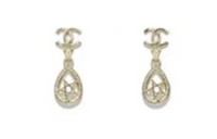 CHANEL Rhinestone Earrings Women's Gold
