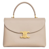 CELINE Calfskin Shoulder Bag Crossbody Bag Handbag Medium Size Women's Light Beige