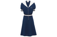 MIU MIU SS23 Short Sleeved Dress Women's Marine Blue