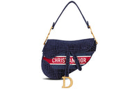 DIOR Saddle Velvet One Shoulder Handbags Women's Blue