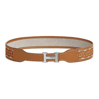 HERMES Leather Leather Belts Unisex Gold/Brown/Beige Width: 2.4cm