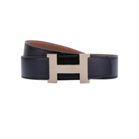 HERMES Logo Design Smooth Buckle - Leather Belts Men's Brown Width: 4CM
