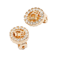 DIOR Rhinestone Logo Clip on Earrings