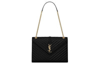 SAINT LAURENT Cow Leather Shoulder Bag Crossbody Bag Handbag Women's Black