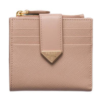 PRADA Saffiano Calfskin Wallet Women's Nude Pink