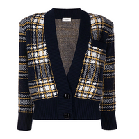 SAINT LAURENT Tartan Jacquard Cardigan