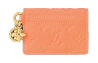 LOUIS VUITTON Leather Card Holder Women's Apricot