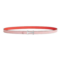 HERMES Palladium Plated Leather Belts Unisex Cherry Blossom/Orange Width 1.3cm