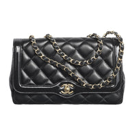 CHANEL Lambskin Handbag Shoulder Bag Women's Black