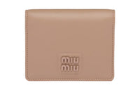 MIU MIU Leather Wallet Trumpets Women's Light Pink