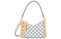 LOUIS VUITTON Canvas With Leather Soft Box Shoulder Bag Crossbody Bag Handbag Medium Size Women's White & Light Blue