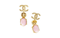 CHANEL Gemstone Earrings Women's Gold