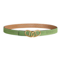 HERMES Calfskin Leather Belts Women's Green 2.4CM