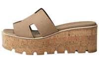 HERMES Eze Stylish Sandal 7cm Women's Beige Yellow