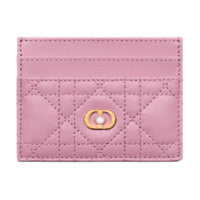 DIOR Sheepskin Card Holder Women's Hydrangea Pink
