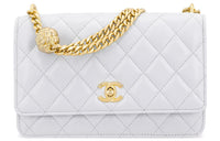 CHANEL Classic Flap CF Diamond Pattern Lambskin Mouth Cover Bag Crossbody Bag Women's White