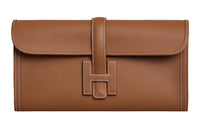 HERMES Jige Swift Calfskin Clutch Women's 37 Gold Gold