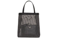 PRADA Fabric Leather Tote Bag Shopping Bag Combo Bag Handbag Small Size Women's Black