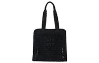 MIU MIU Fabric Tote Bag Shopping Bag Shoulder Bag Handbag Women's Black