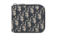 DIOR Cow Leather Wallet Men's Blue Black