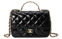CHANEL Classic Flap CF Lambskin Handbag Shoulder Bag Crossbody Bag Medium Size Women's Black