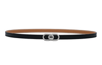 HERMES Signature Plaisance Double Sided Smooth Buckle Leather Belts Women's Black Width 1.3cm