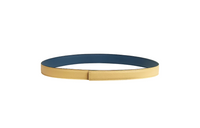 HERMES Double Sided Decoration Leather Belts Women's Yellow Width 2.4CM