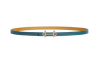 HERMES Calfskin Double-Sided Leather Belts Women's Green Width: 1.3cm