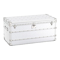 LOUIS VUITTON Leather Coffee Table Storage Box Regular Unisex Silver