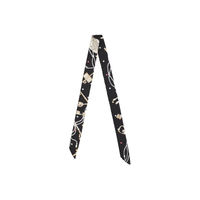 HERMES Silk Scarves Women's Black/Beige Rose/Multicolor