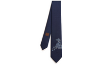 HERMES Silk Ties Unisex Marine Blue