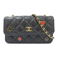 CHANEL Lambskin Shoulder Bag Women's Black