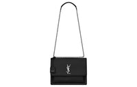SAINT LAURENT Smooth Leather Crossbody Handbag Shoulder Bag Women's Black