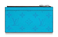 LOUIS VUITTON Coin Card Holder Monogram Eclipse Lagoon Blue