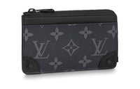 LOUIS VUITTON Cow Leather Money Clip Coin Purse Unisex Black