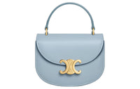 CELINE Triomphe Arc De Triomphe Calfskin Shoulder Bag Crossbody Bag Handbag Mini Women's Light Blue