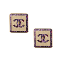 CHANEL Stud Earrings Women's Purple