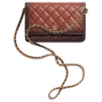 CHANEL Lambskin Crossbody Bag Shoulder Bag Women's Brown