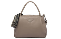 PRADA Leather Shoulder Bag Crossbody Bag Handbag Large Size Women's Clay Gray