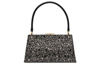 DIOR Rhinestone Embroidered Brocade Fabric Handbag Women's Black