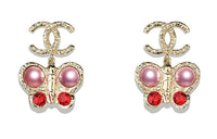 CHANEL Earrings Women's Gold/Pink