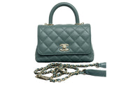 CHANEL COCO Handle Grained Cow Leather Shoulder Bag Crossbody Bag Handbag Mini Women's Jasper