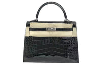 HERMES Kelly Crocodile Leather Kelly Bag Handbags Regular Women's 89 Noir Black