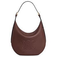 CELINE Heloise Cow Leather Handbag Medium Size Women's Chestnut