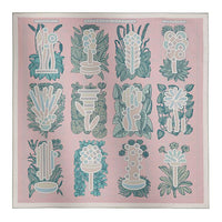 HERMES Mulberry Silk Silk Scarves Women's Light Pink/Grass Green