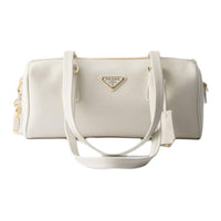 PRADA Leather One Shoulder Handbags Medium Size Women's White