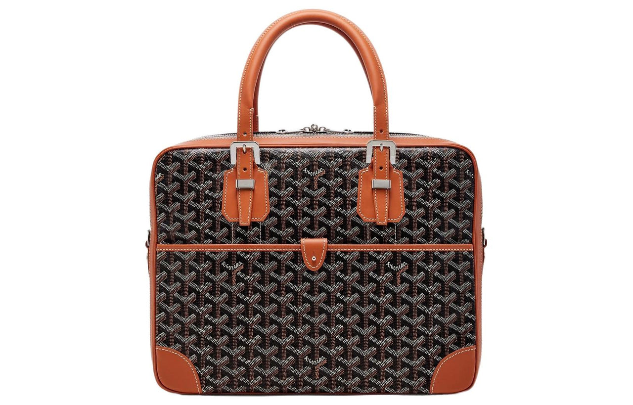 GOYARD Ambassade Canvas With Leather Handbags Briefcases Small Size Unisex Brown