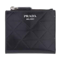 PRADA Leather Wallet Small Size Men's Black